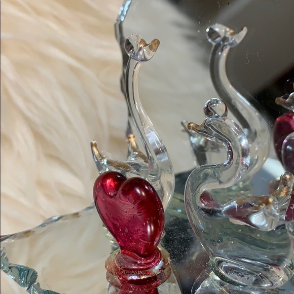 Vintage Glass swans on mirror. Valentine - Picture 2 of 10